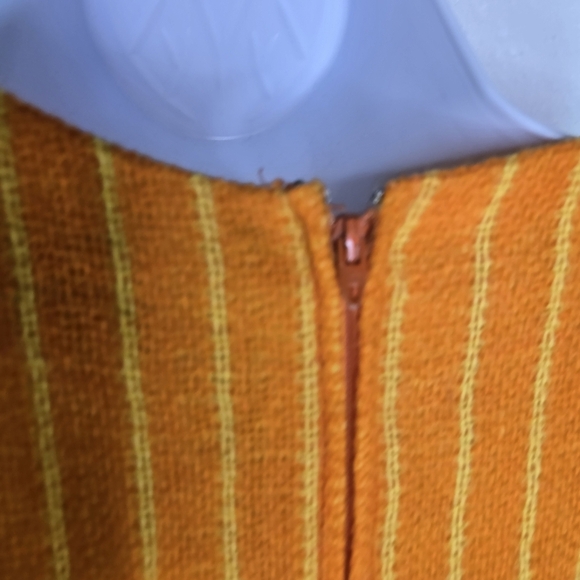 Vtg 1960s Lanz Orange Yellow Striped Sleeveless Mod Dress - Picture 3 of 10